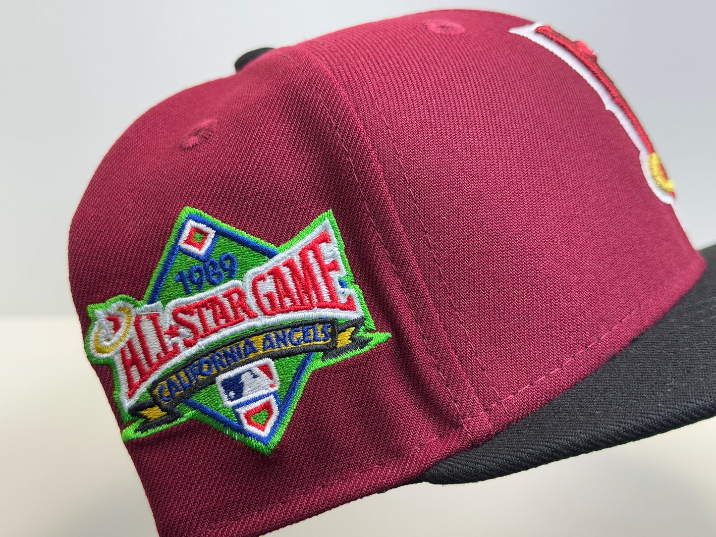 Two tone upside down Los Angeles Angels all star patch burgundy/black