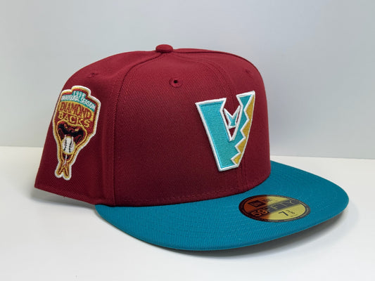 Two tone Arizona Diamondbacks “Vbacks” 1998 Inaugural patch red/teal