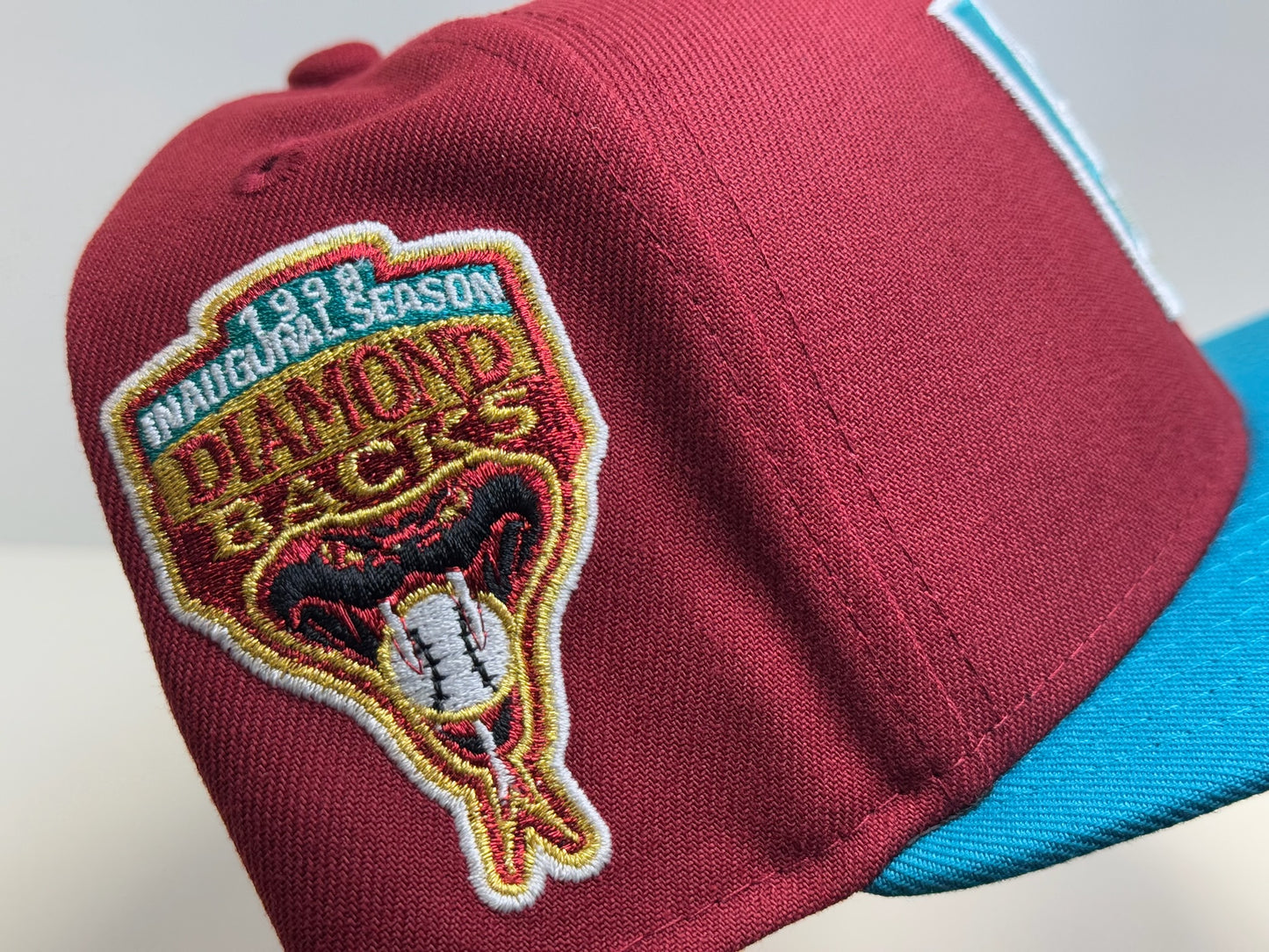 Two tone Arizona Diamondbacks “Vbacks” 1998 Inaugural patch red/teal