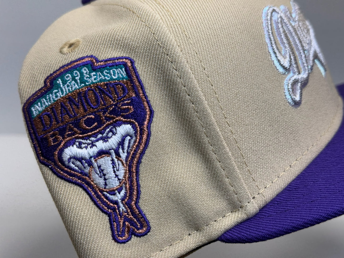 Two tone Arizona Diamondbacks script 1998 inaugural patch Vegas gold/purple